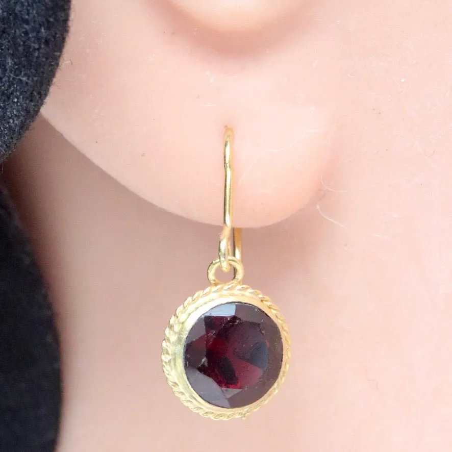 14k Old European Cut Garnet Earrings