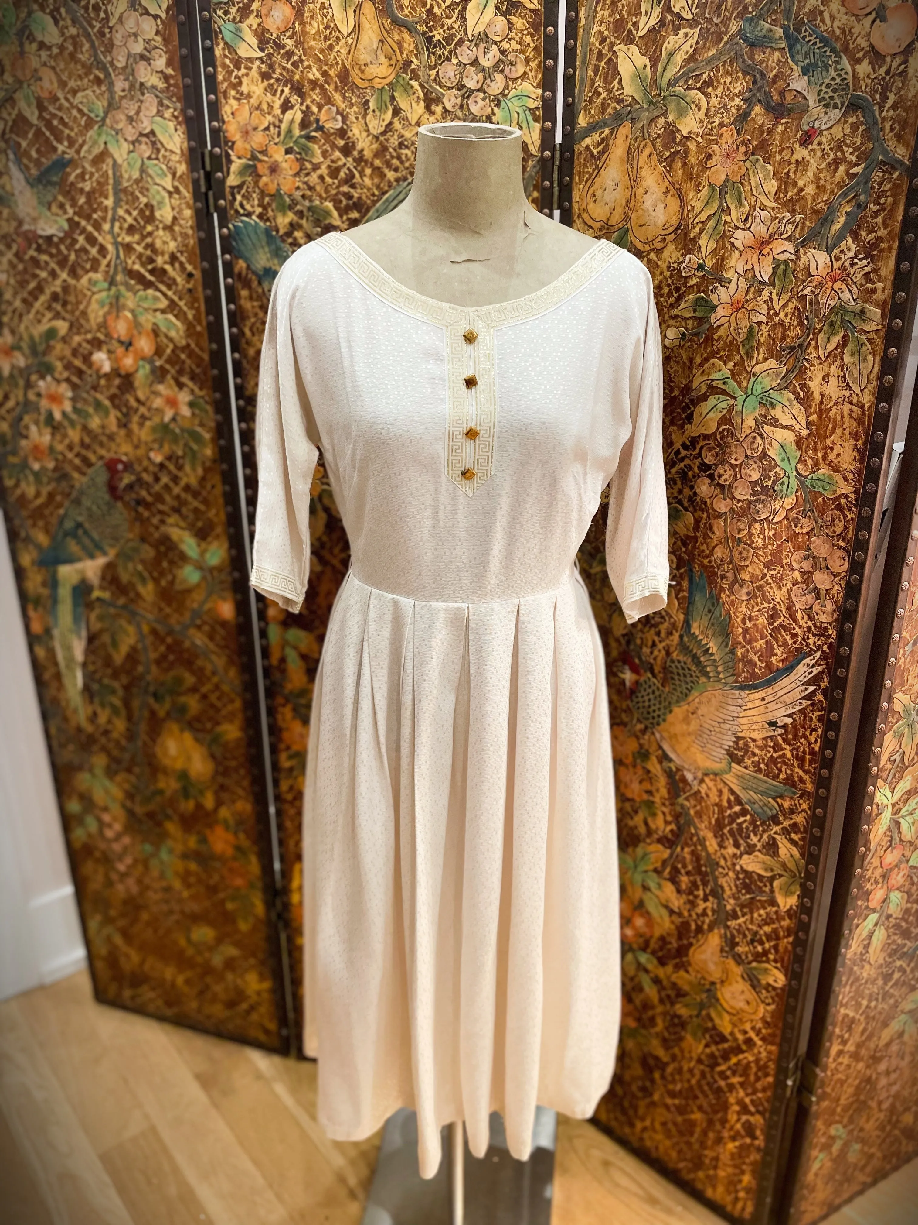 1950s Cream Grecian Style Dress