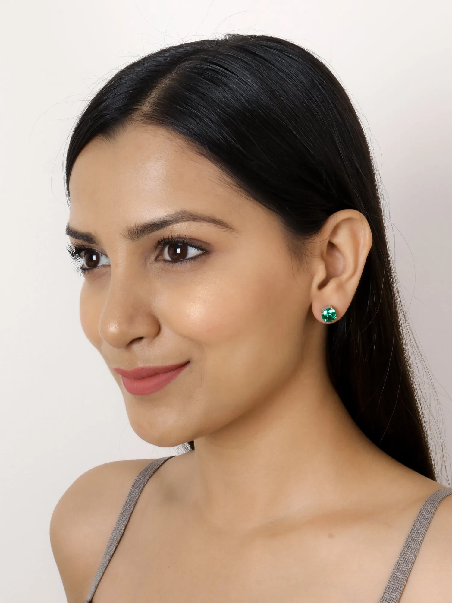 2 Carat Emerald Earrings Studs For Women