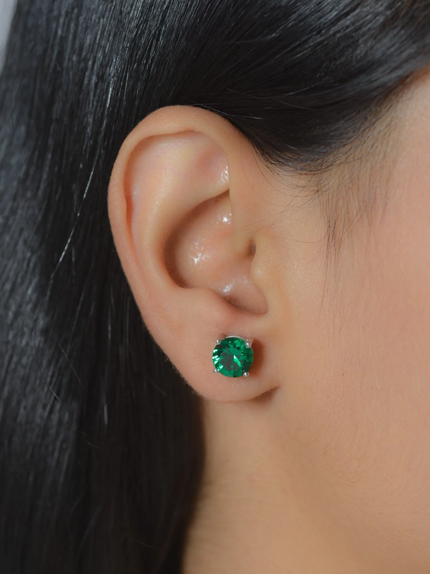 2 Carat Emerald Earrings Studs For Women