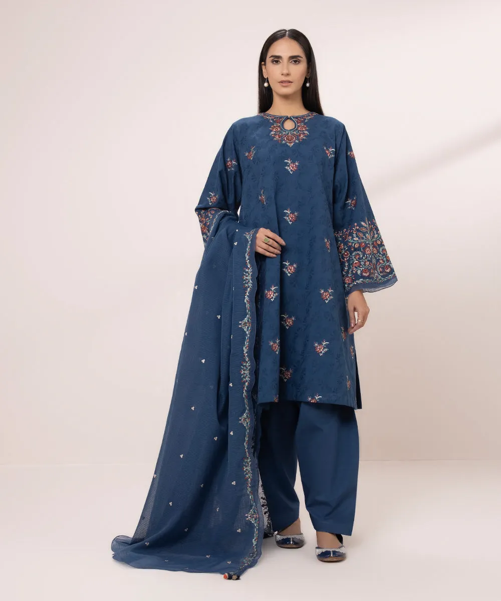 3 Piece - Embroidered Jacquard Suit