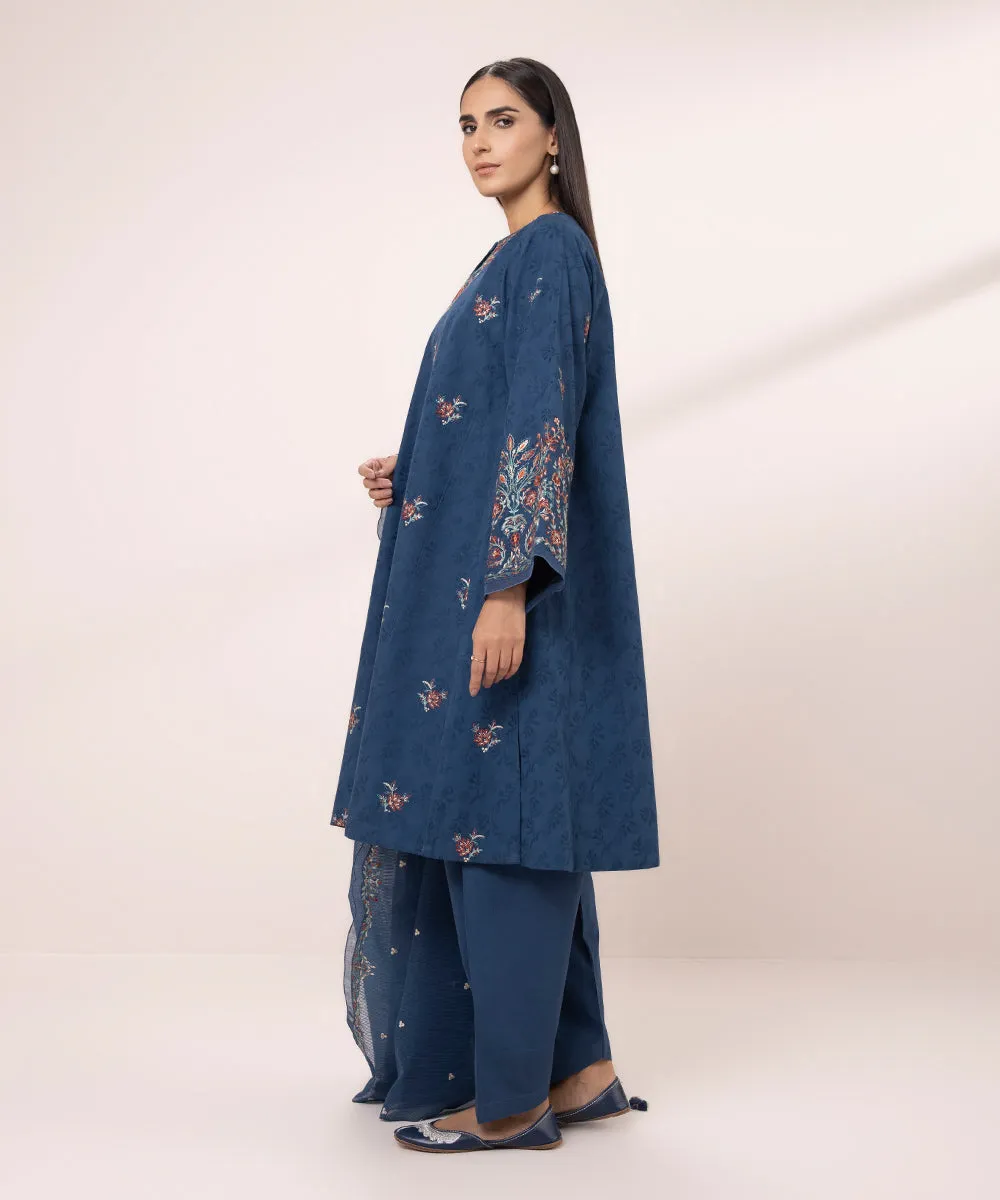 3 Piece - Embroidered Jacquard Suit