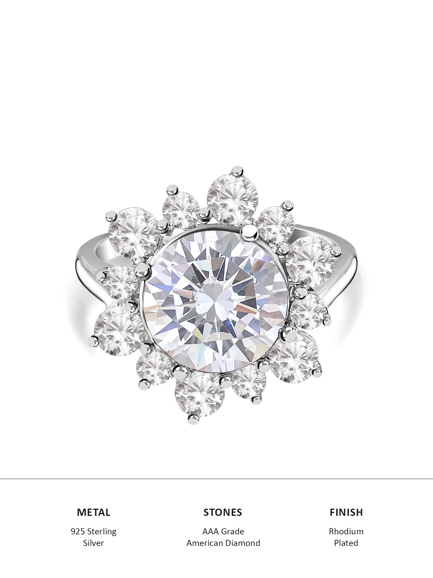 3.5 Carat American Diamond Flowery Ring