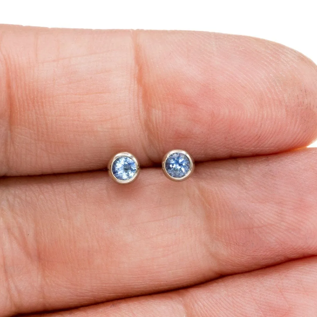 3mm Blue Montana Sapphire Martini Bezel Stud Earrings