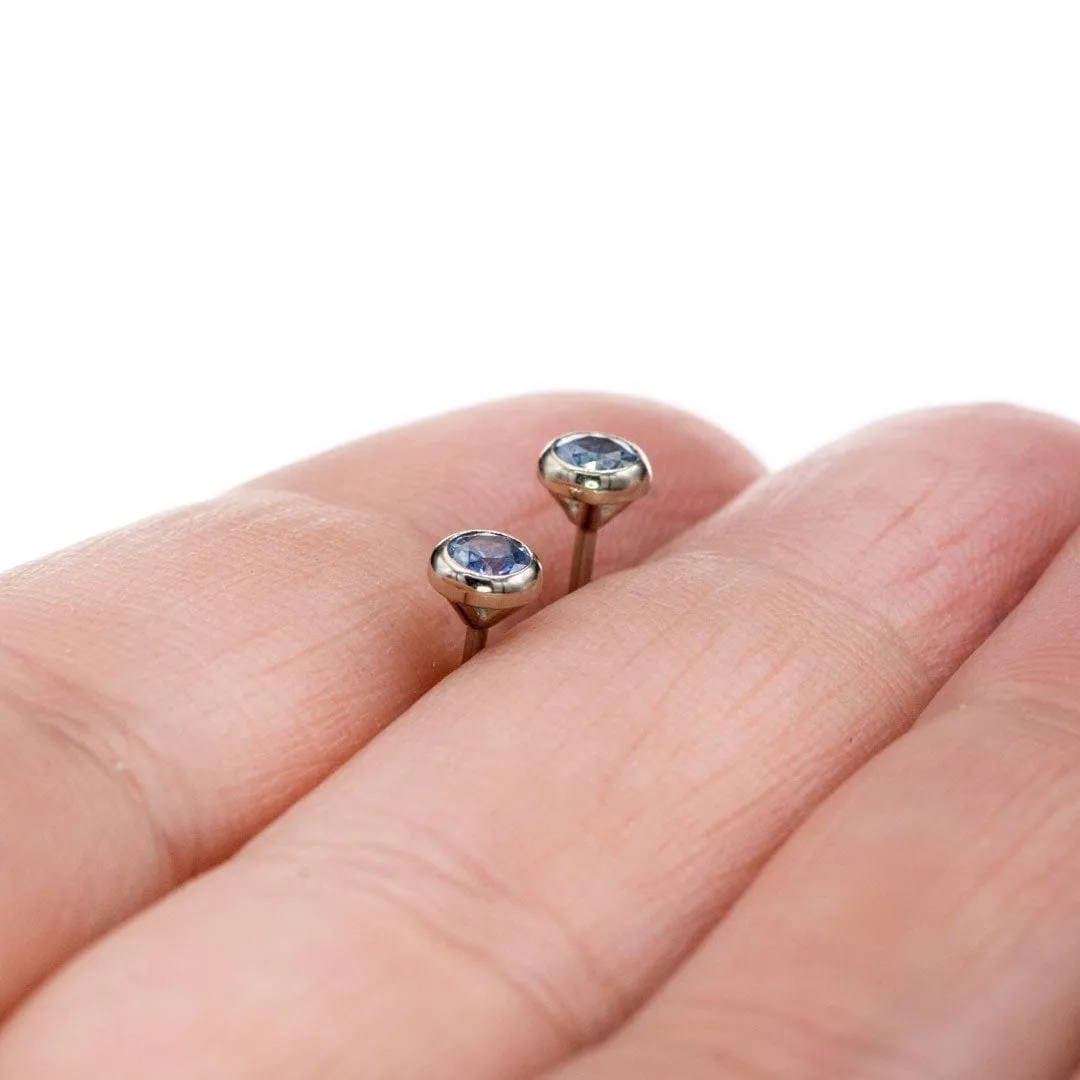 3mm Blue Montana Sapphire Martini Bezel Stud Earrings