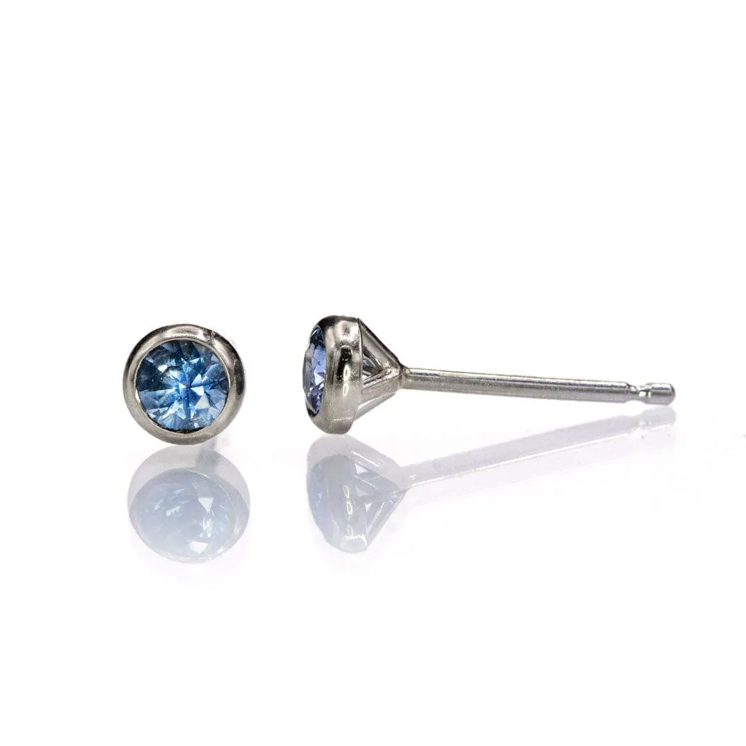 3mm Blue Montana Sapphire Martini Bezel Stud Earrings