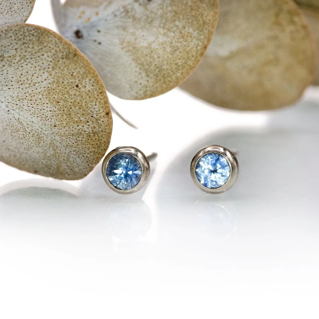 3mm Blue Montana Sapphire Martini Bezel Stud Earrings