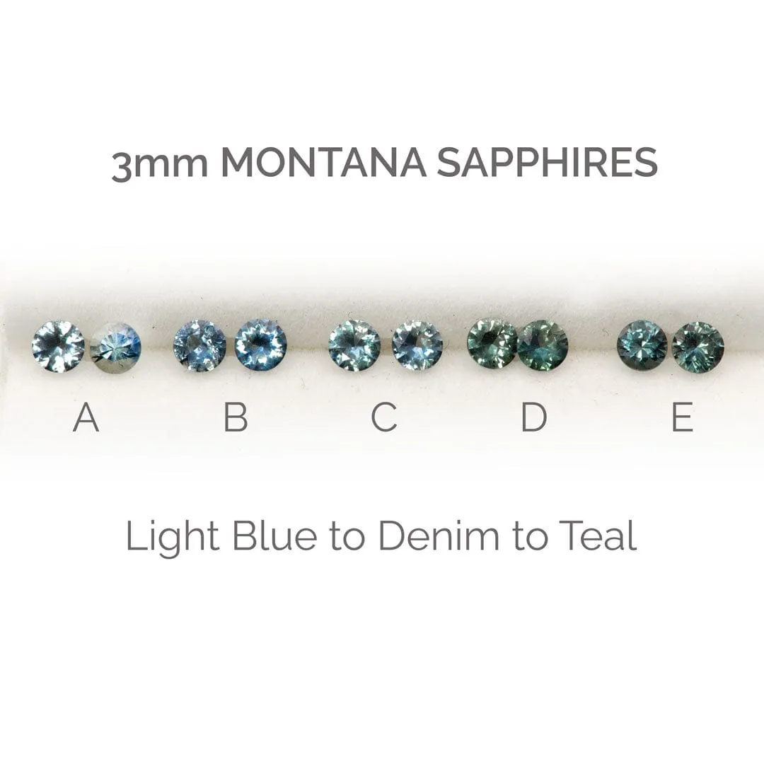 3mm Blue Montana Sapphire Martini Bezel Stud Earrings