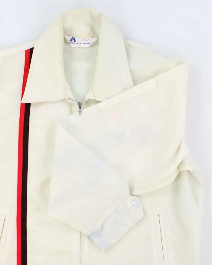 70's Vintage Men's Cream Avon Sportswear Striped Shell Racing Jacket - S