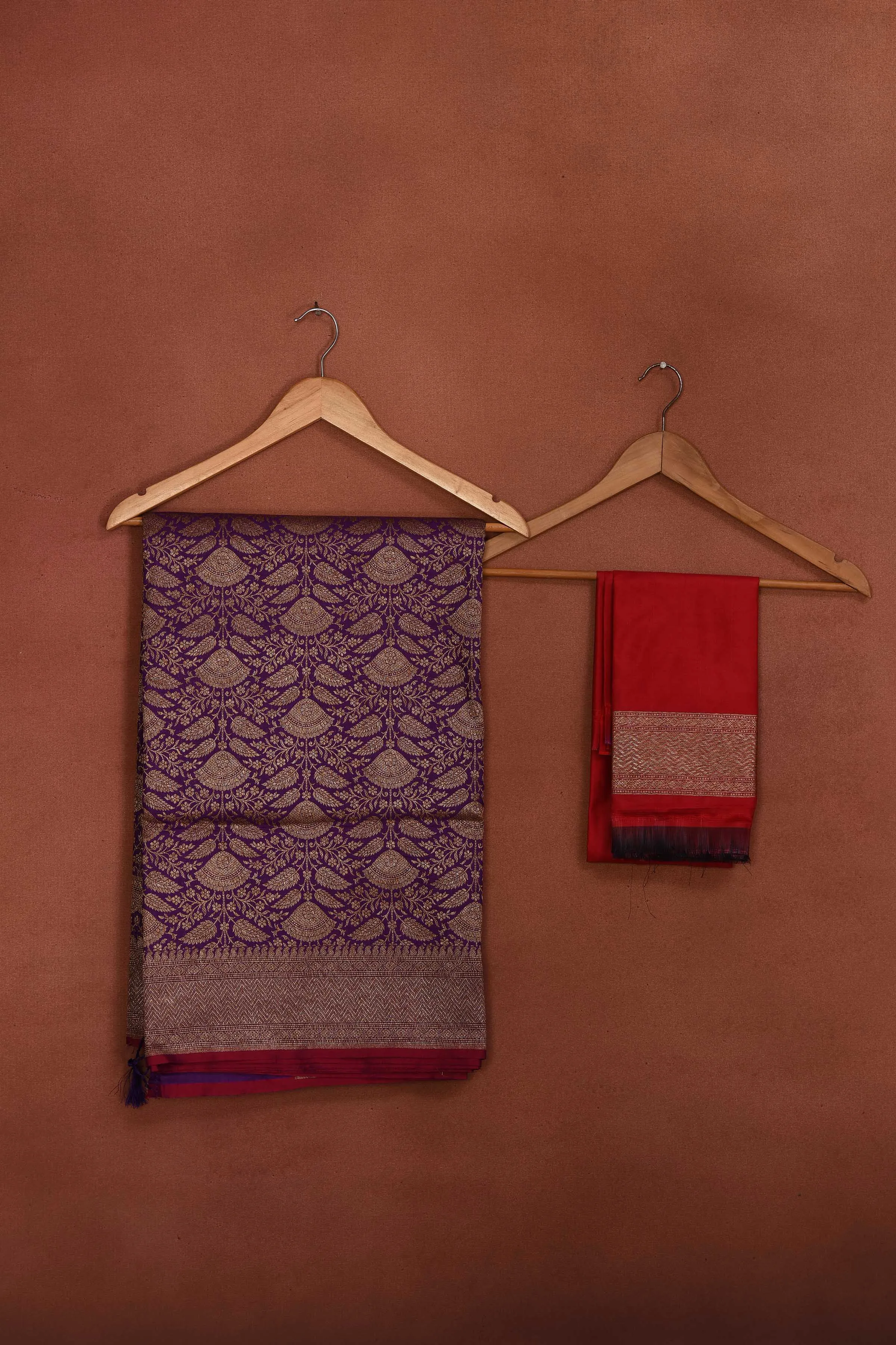 91A165-RO Purple Katan Silk Banarasi Sari with Zari Work