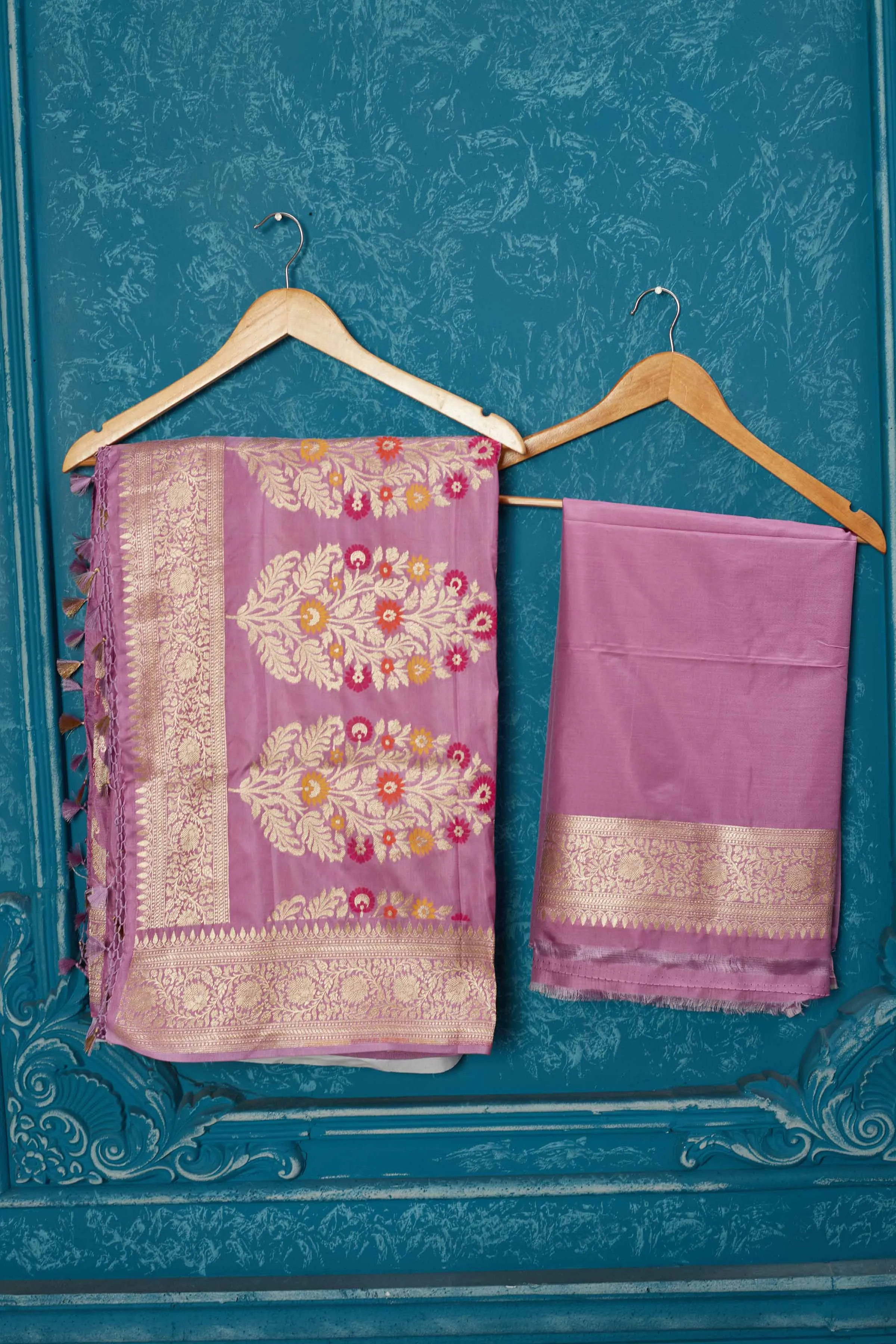 91A227 Lavender Banarasi Saree with Zari Minakari Jaal