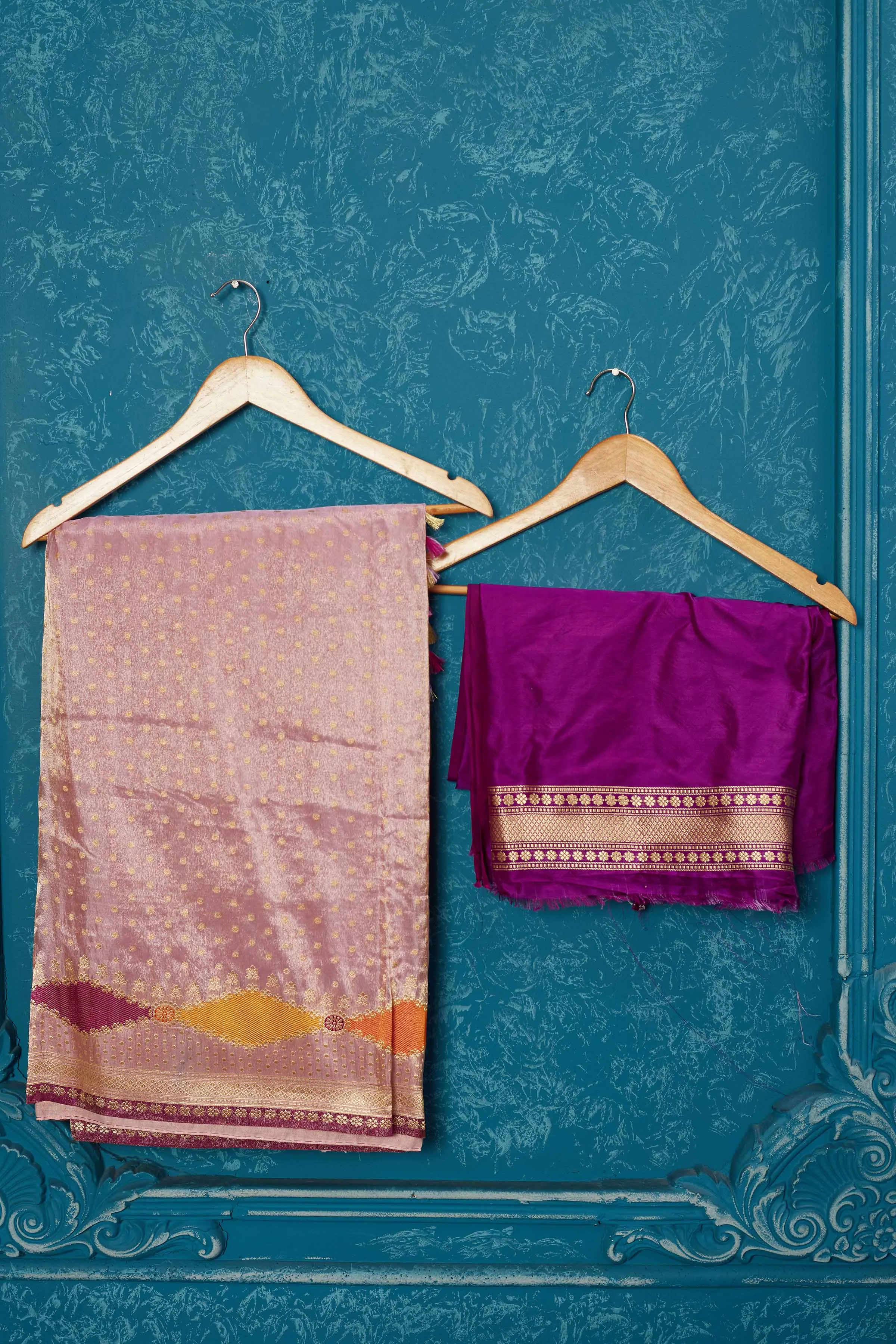 91A241 Lilac Banarasi Saree with Zari Border