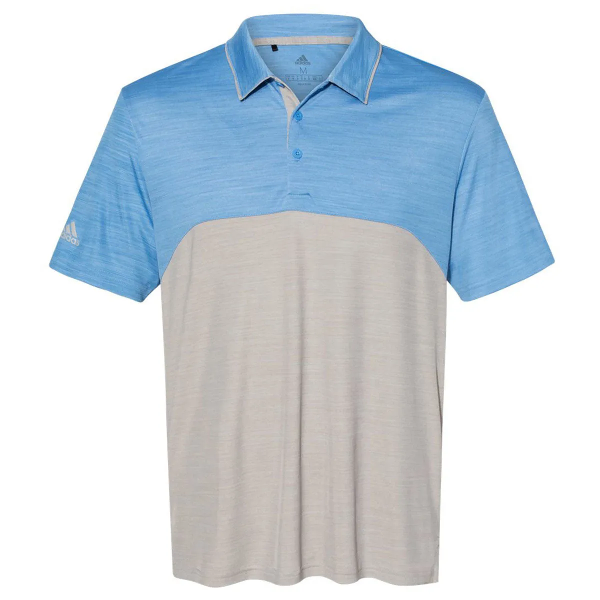 adidas Men's Lucky Blue/Mid Grey Melange Colorblock Sport Polo