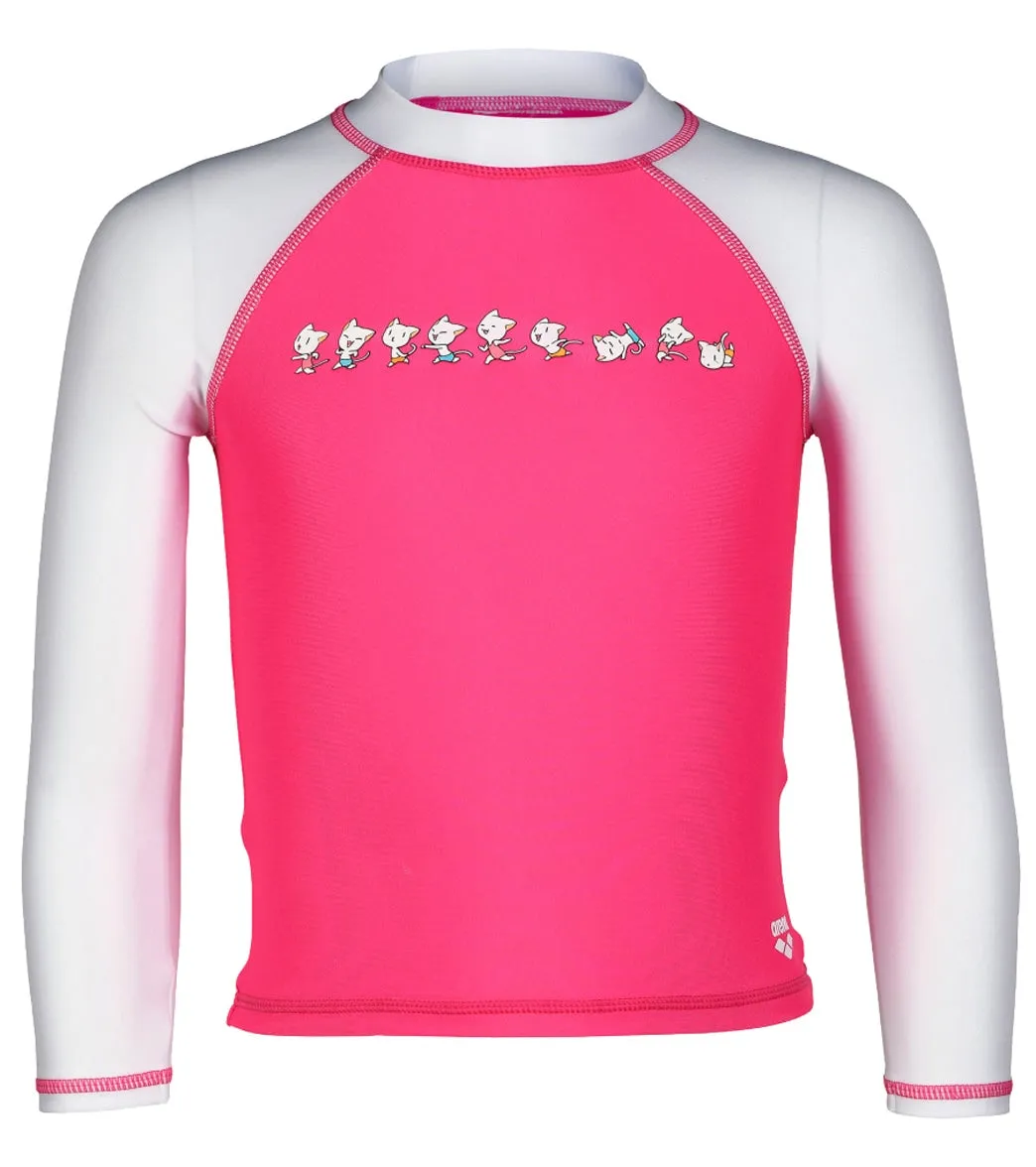 Arena Kids' Friends Long Sleeve Rashguard (Toddler, Little Kid) Freak Rose/White