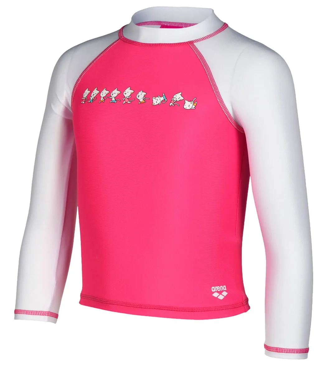 Arena Kids' Friends Long Sleeve Rashguard (Toddler, Little Kid) Freak Rose/White