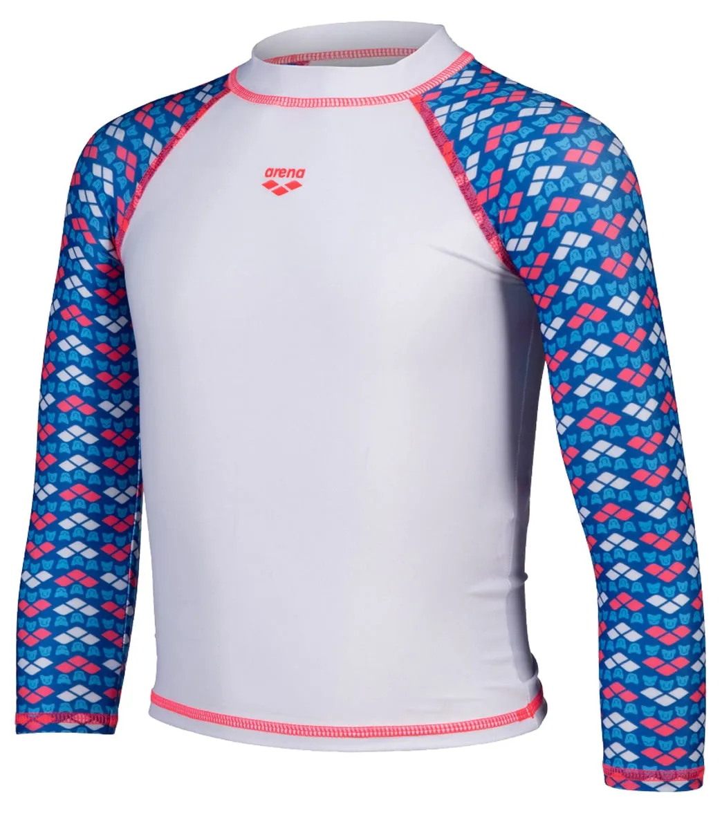 Arena Kids' Friends Long Sleeve Rashguard (Toddler, Little Kid) White/Multi