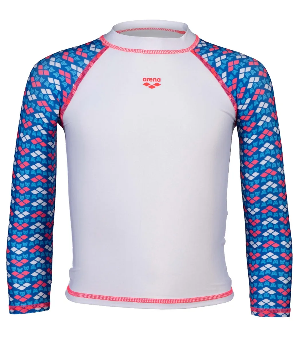 Arena Kids' Friends Long Sleeve Rashguard (Toddler, Little Kid) White/Multi