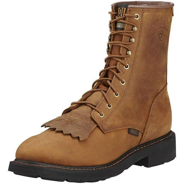 Ariat Men's Cascade 8 Soft Toe Lace Up Western Work Boot- Aged Bark- 10002418