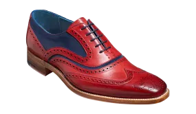 Barker McClean Classic Full Brogue Oxford Shoe - Red Hand Painted / Navy