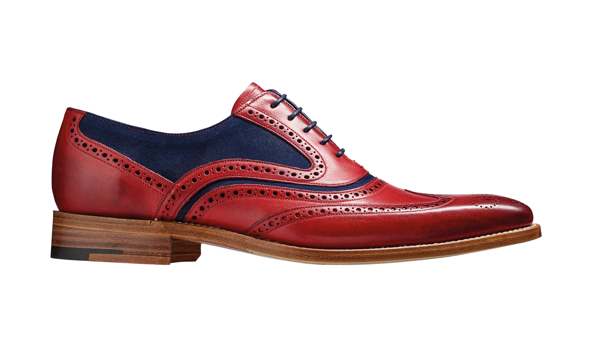 Barker McClean Classic Full Brogue Oxford Shoe - Red Hand Painted / Navy