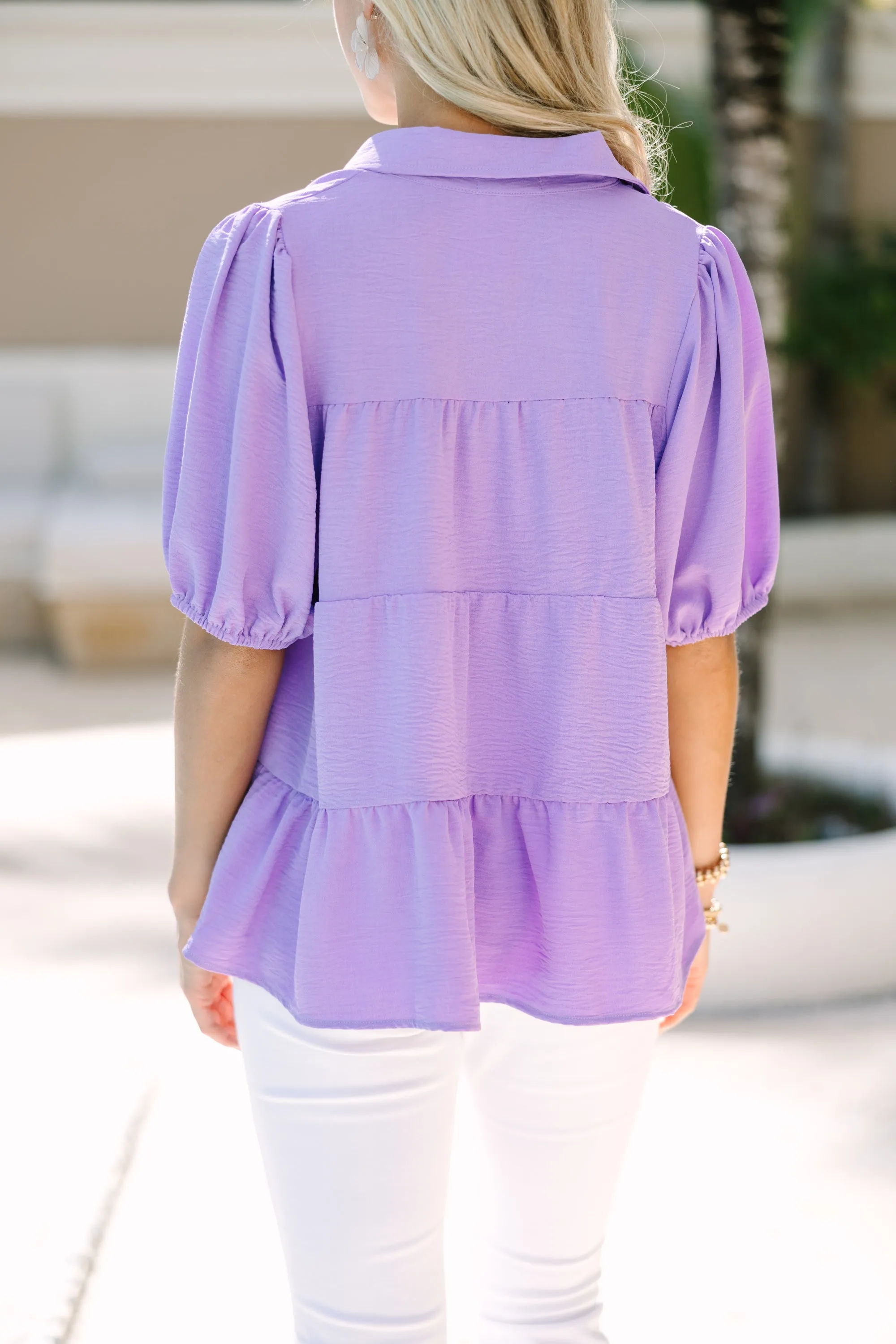 Beyond Compare Lavender Purple Tiered Blouse