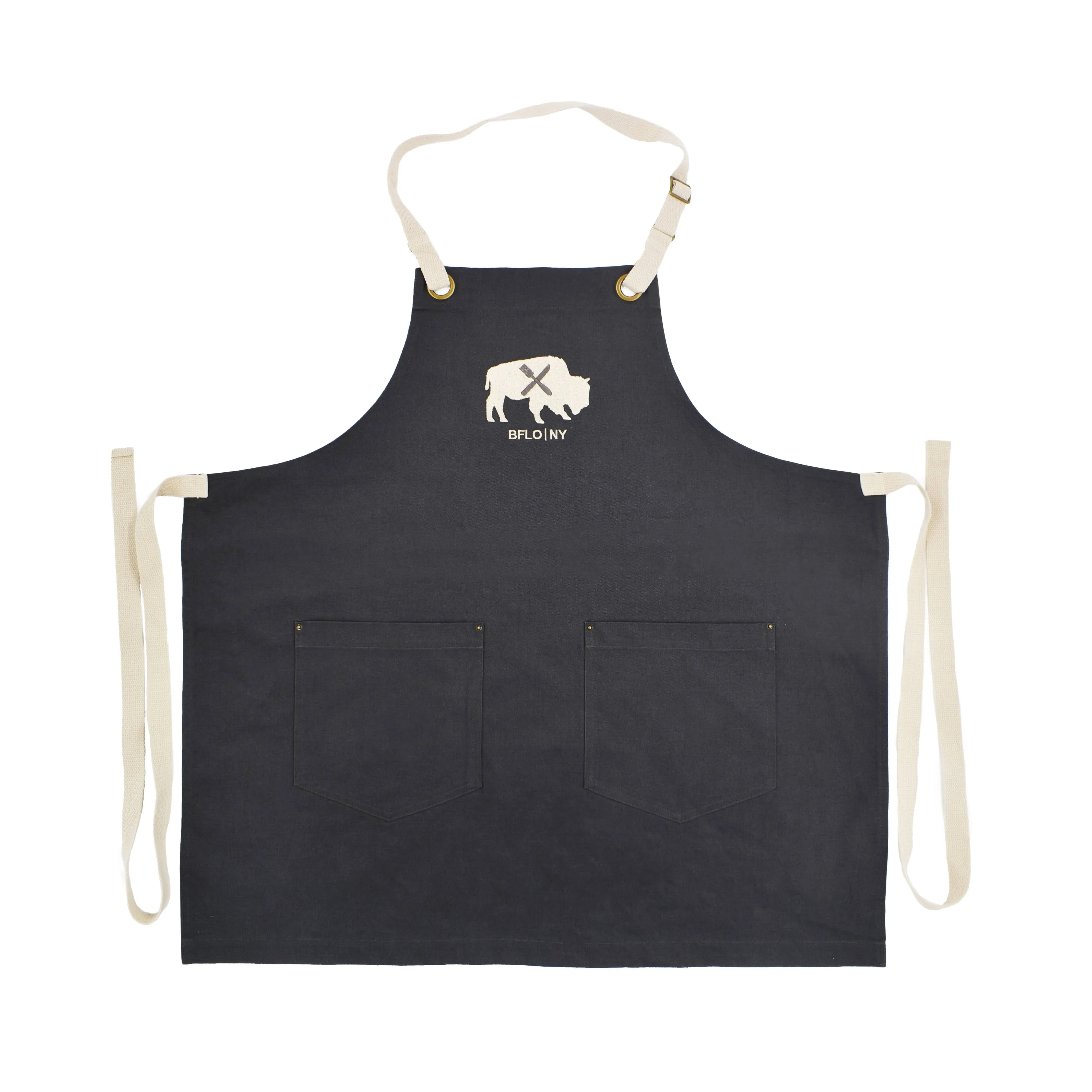 BFLO Steel Grey With Embroidered Buffalo Apron