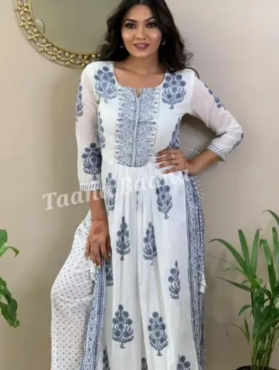 Blue White Kurti Set UK Next Day