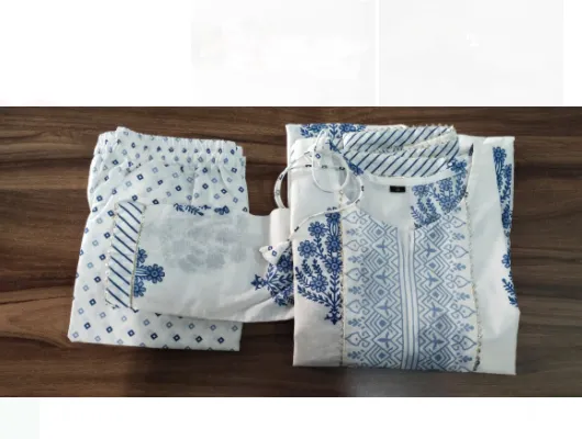 Blue White Kurti Set UK Next Day