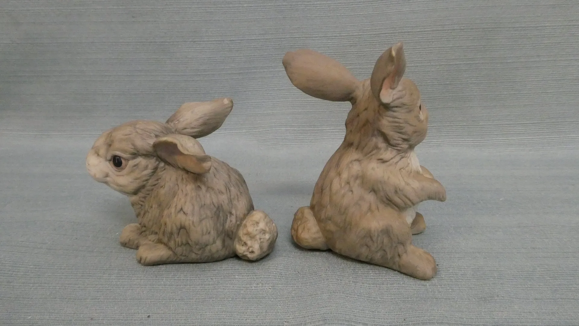 Boehm Rabbit at Rest and Sitting Rabbit Figurines