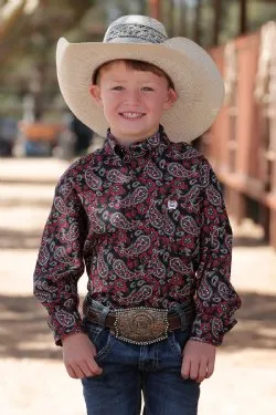 Boy's Cinch MATCH DAD PAISLEY PRINT BUTTON-DOWN WESTERN SHIRT