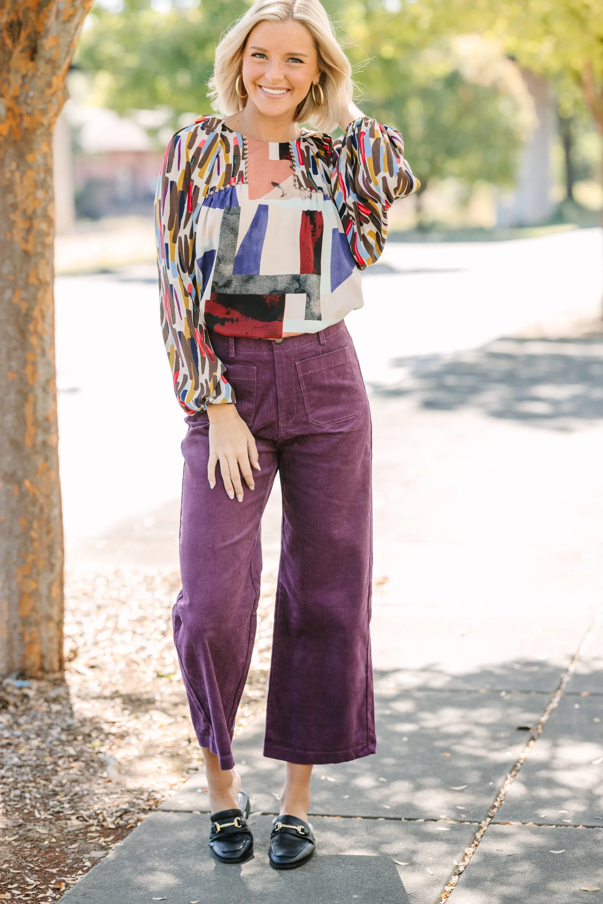 Bring Me Back Brown Abstract Blouse