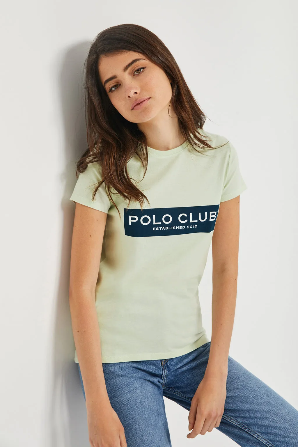 Camiseta verde con print en block Polo Club