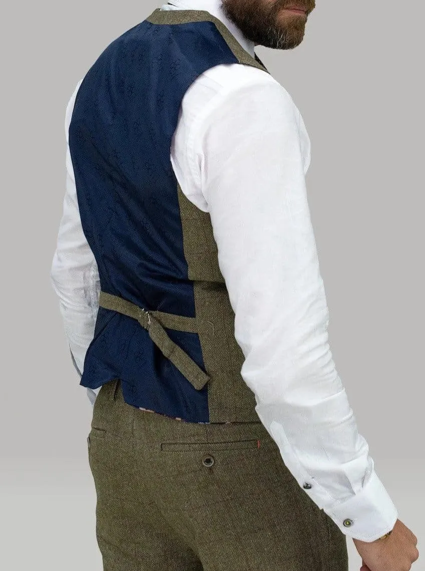 Cavani Gaston Sage Tweed Waistcoat