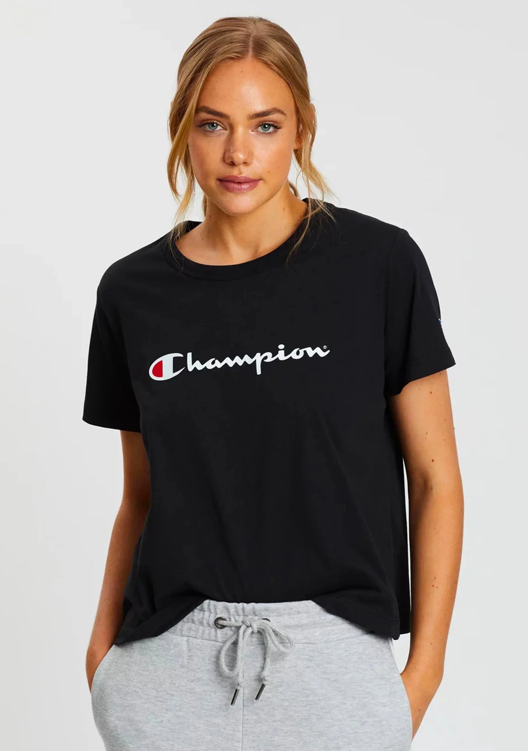 Champion Womens Script Short Sleeve Tee Black <BR> CVRGN BLK