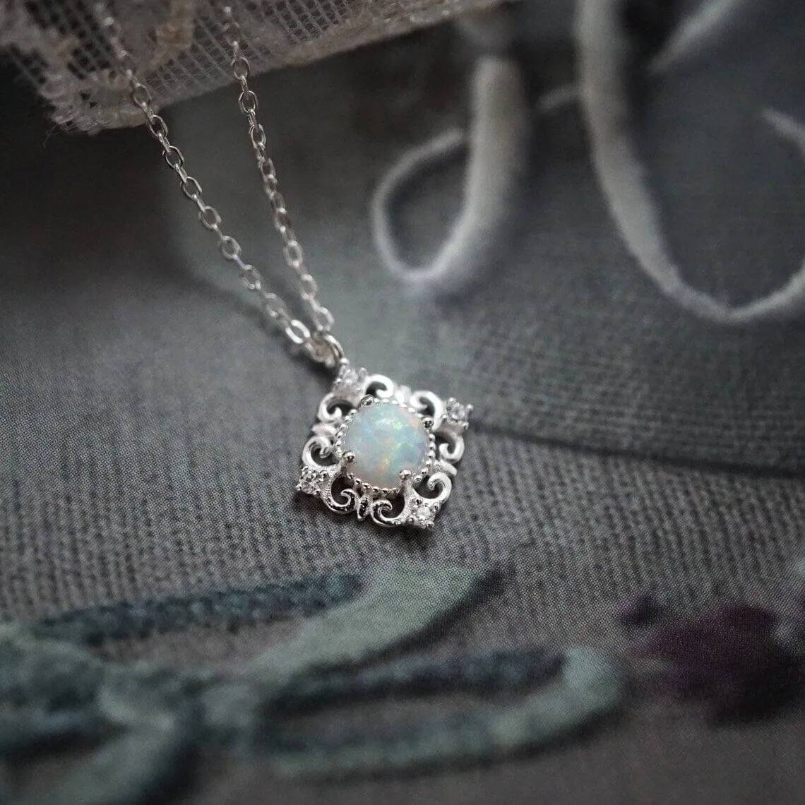 Charm Opal Pendant Necklace