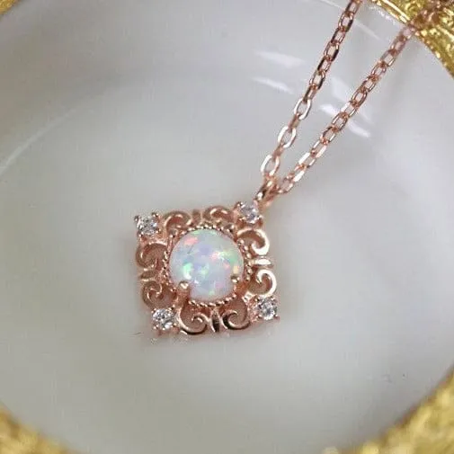 Charm Opal Pendant Necklace