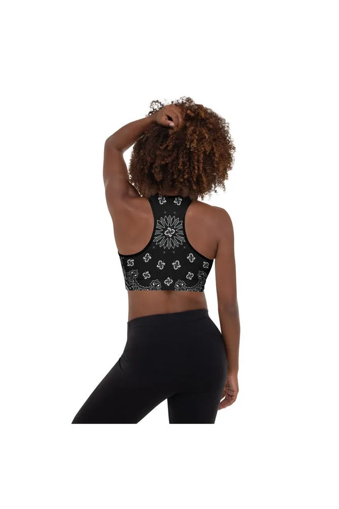 Classic Black Bandana Padded Sports Bra