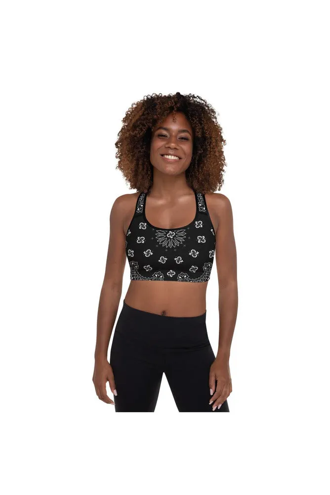 Classic Black Bandana Padded Sports Bra