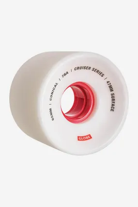 Conical Cruiser Skateboard Wheel 65mm - White/Red