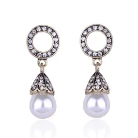 Crystal Bali Styled Pearl Drop and Dangle earring - 2 Colors