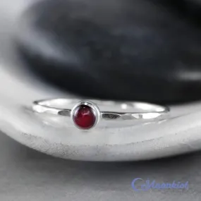 Dainty Silver Garnet Pinky Ring | Moonkist Designs