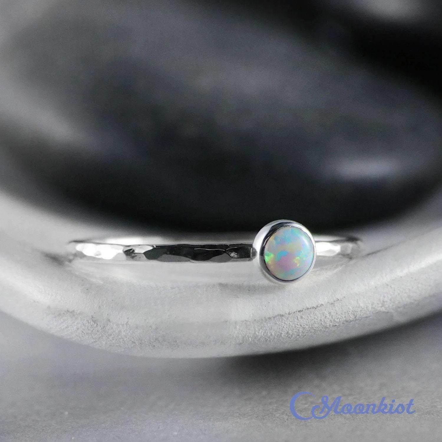 Dainty Silver Opal Pinky Ring | Moonkist Designs