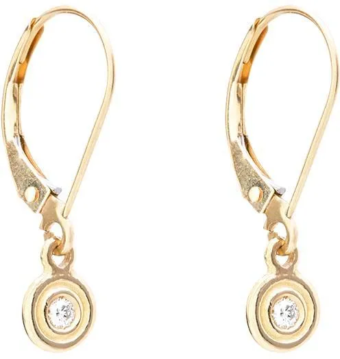 Double Ring Dangle Earrings With Diamond