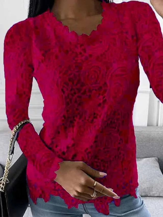 Elegant Lace Blouse with Bell Sleeves and Smock Waist