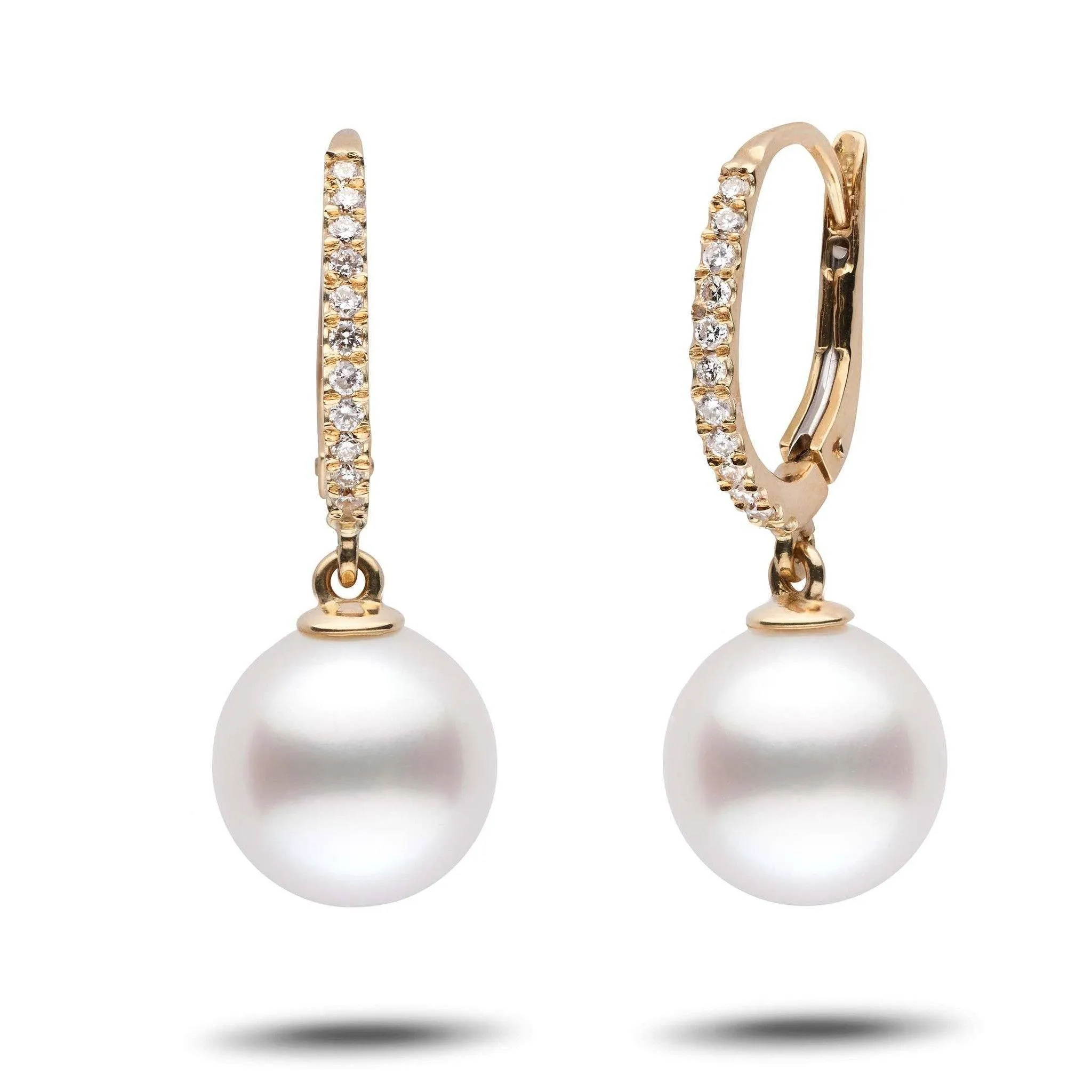 Eternal Collection White South Sea 10.0-11.0 mm Pearl & Diamond Dangle Earrings