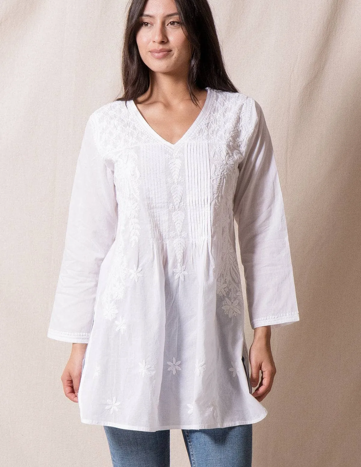 Fair Trade Kamala Tunic - White - As-Is-Clearance