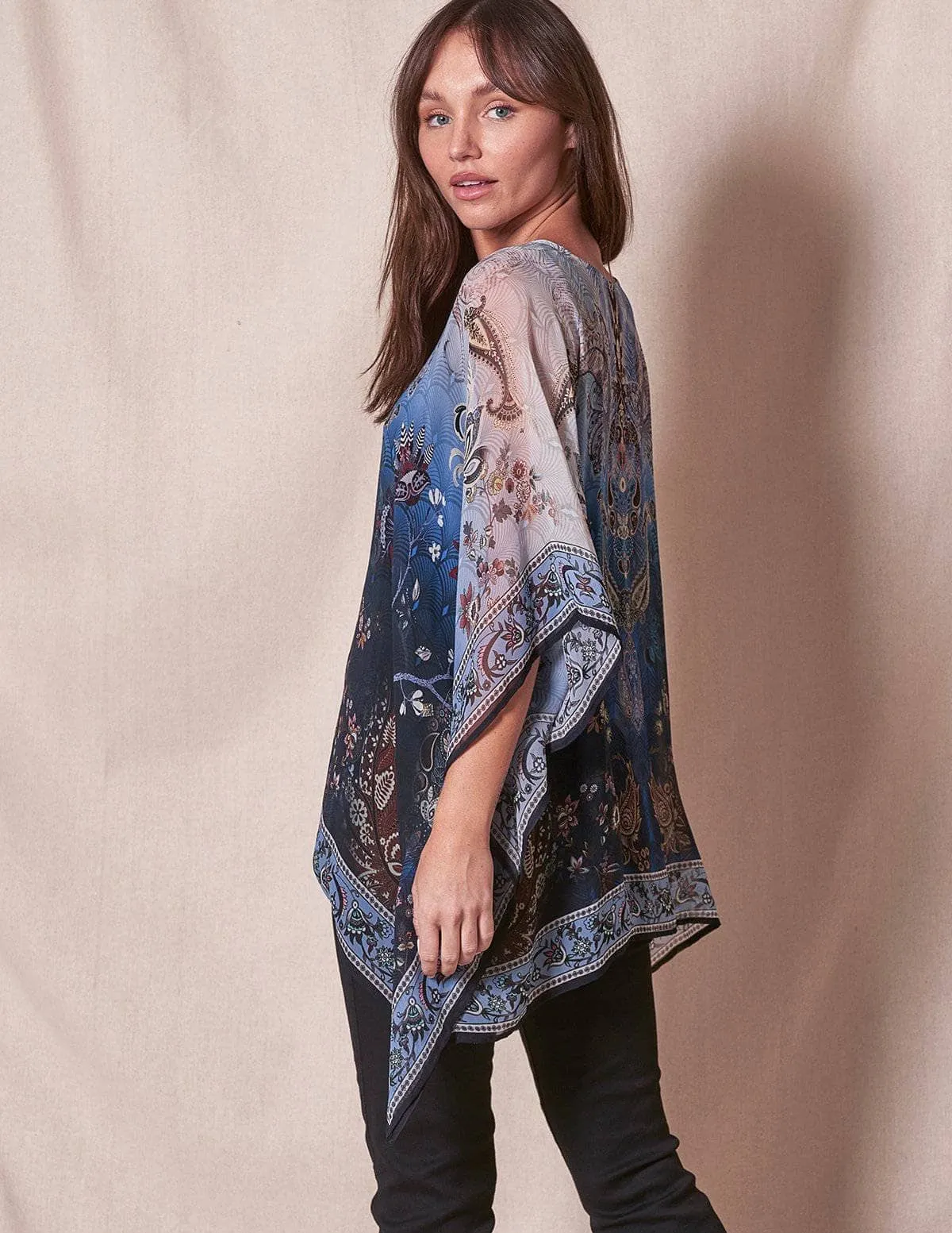 Fair Trade Leilani Flowy Tunic - Blue Shadow