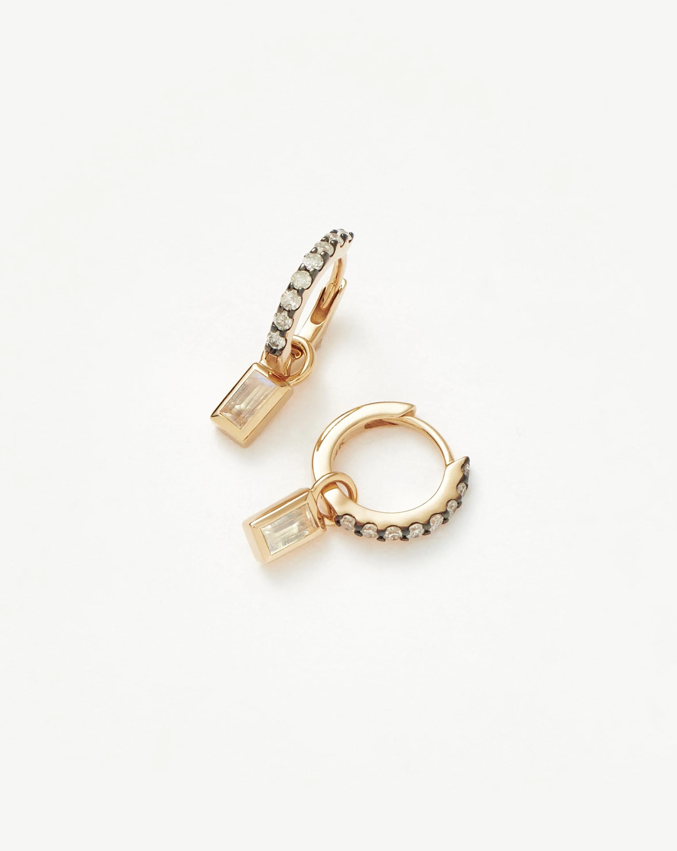 Fine Square Charm Mini Hoop Earrings