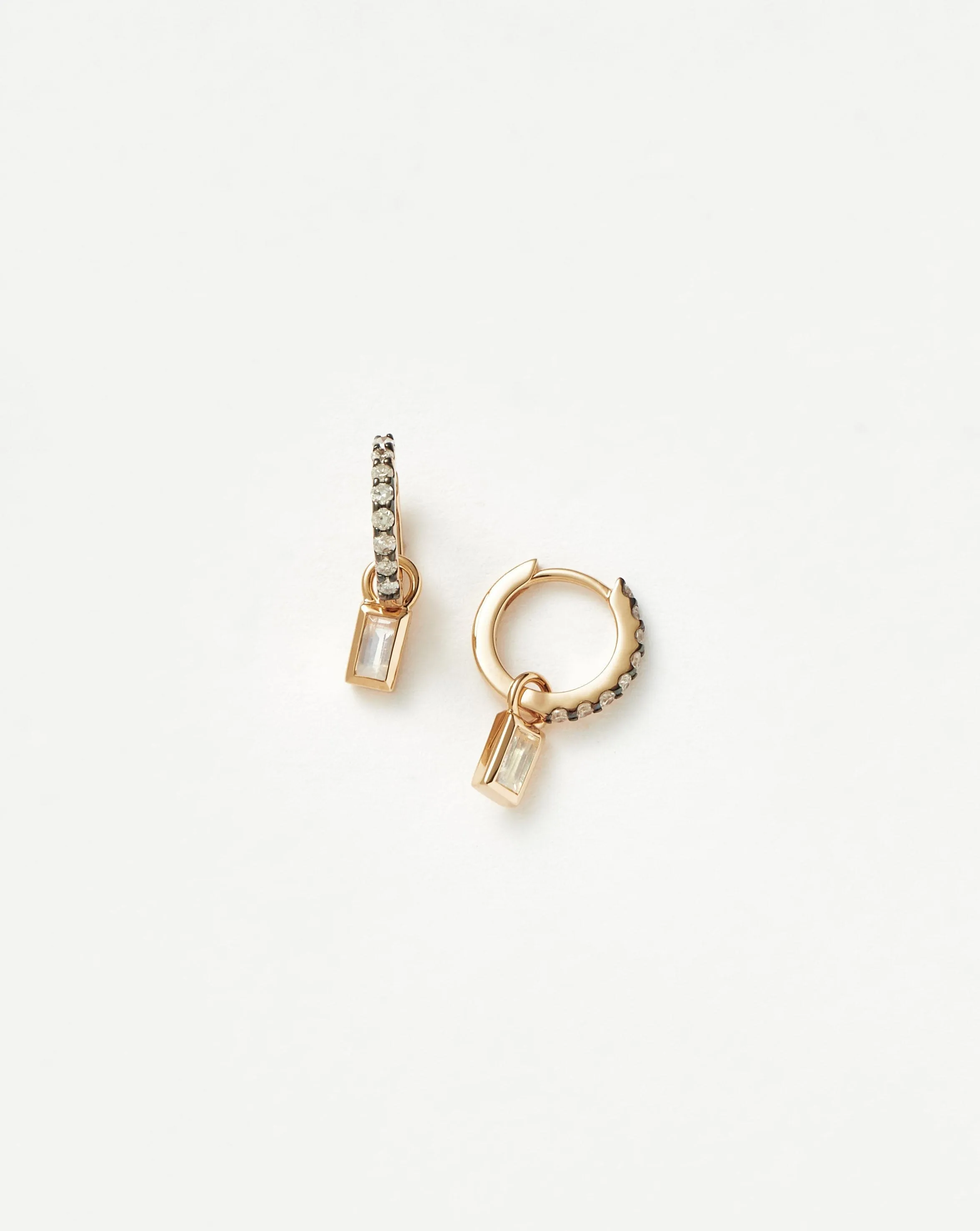 Fine Square Charm Mini Hoop Earrings