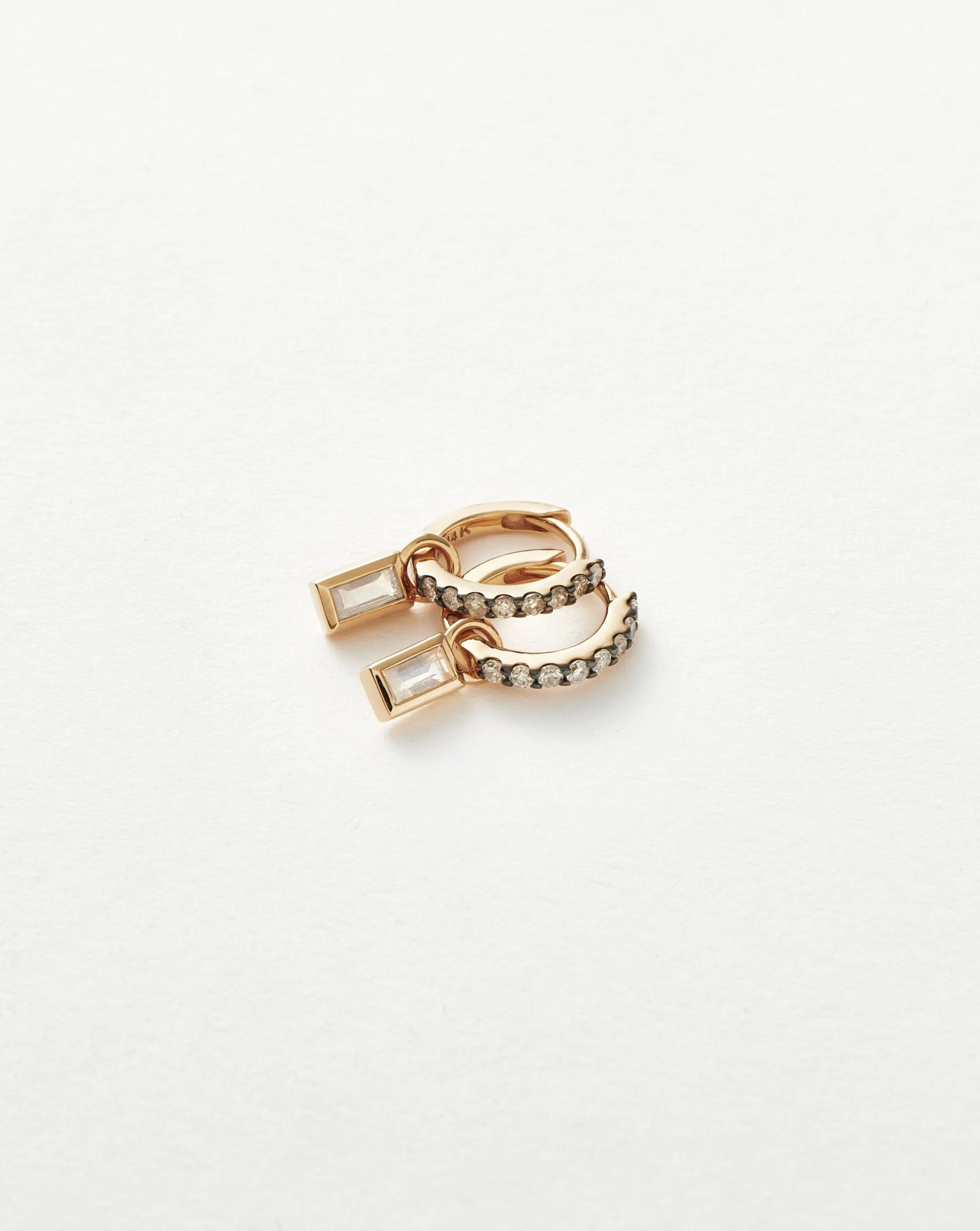 Fine Square Charm Mini Hoop Earrings